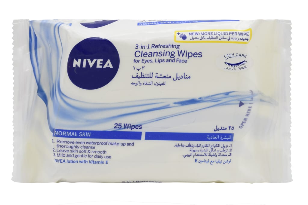 نيفيا مناديل التنظيف المنعش  ٣ في ١  - ٢٥ منديل