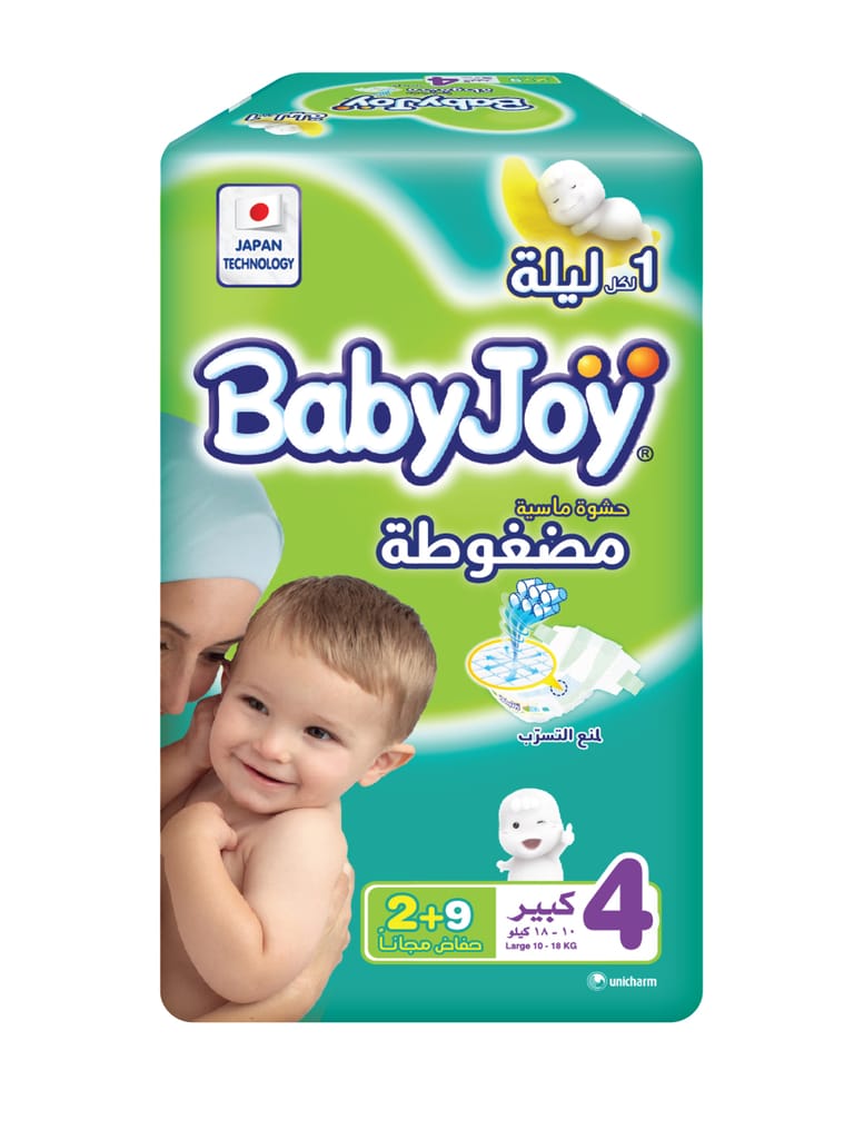 Babyjoy Compressed Diapers, Size 4 11Pc