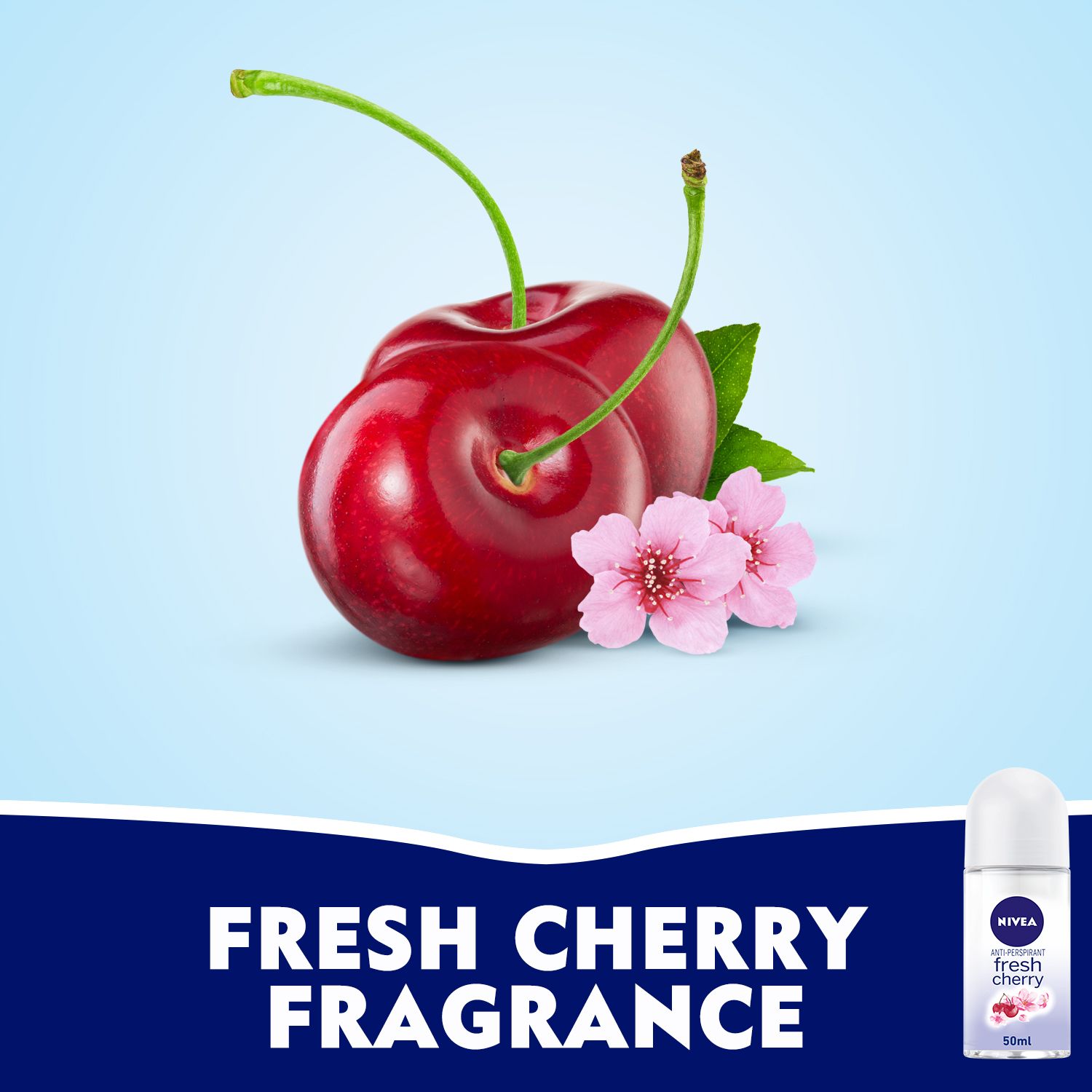 Antiperspirant Roll-on for Women, Fresh Cherry Scent, 50ml