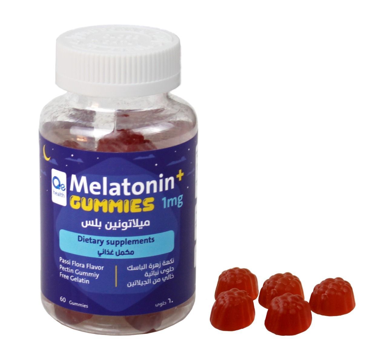 QE Melatonin+1mg 60 Gummies Passi flora Flavor