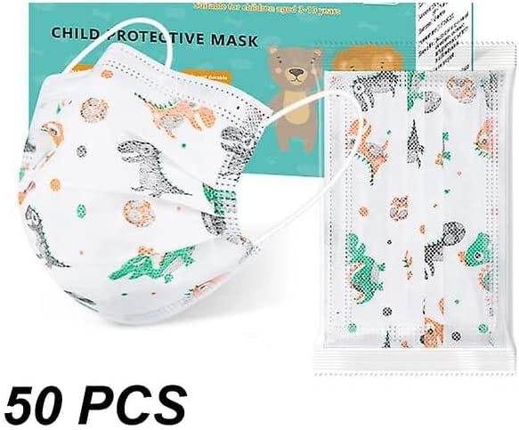 Masks for kids 3 layers white with a drawing 50 masks