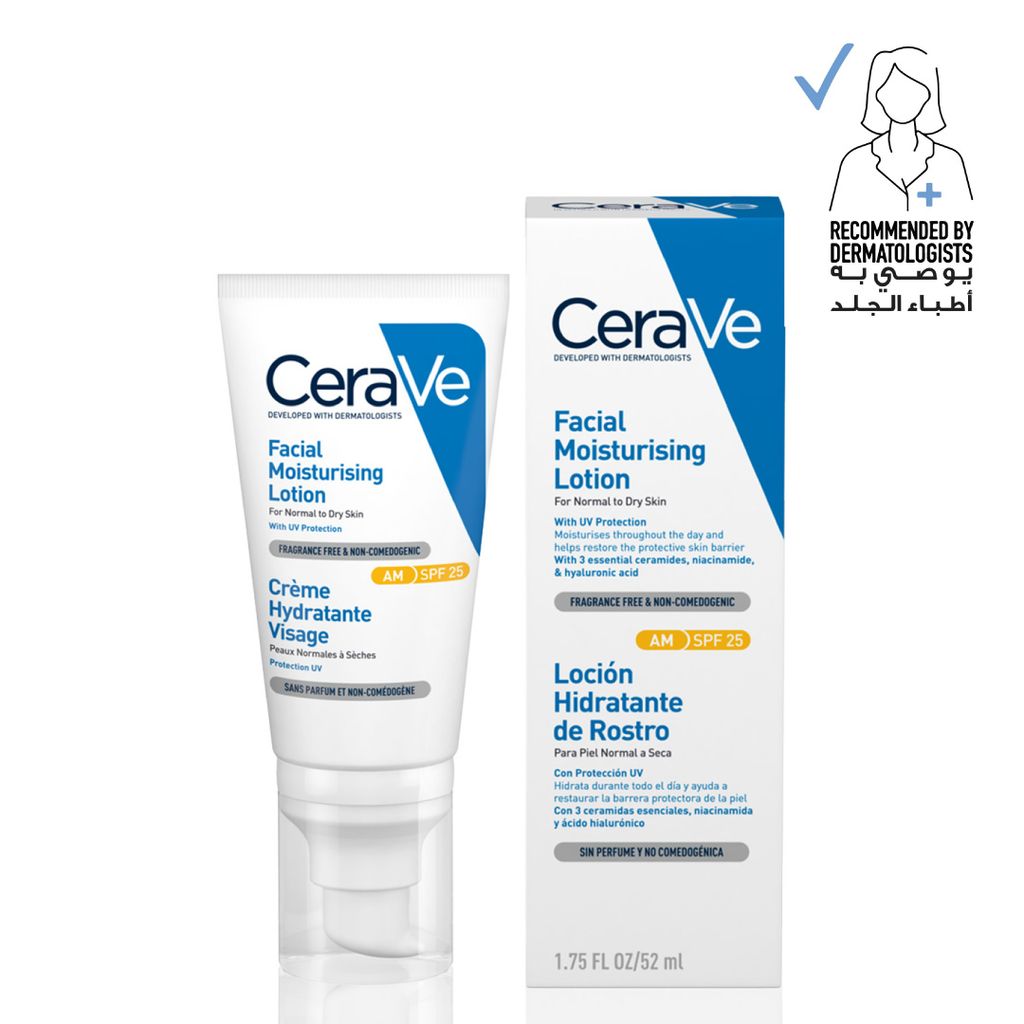 CERAVE AM Facial Moisturizing Lotion SPF 25 with Hyaluronic Acid 52 ml