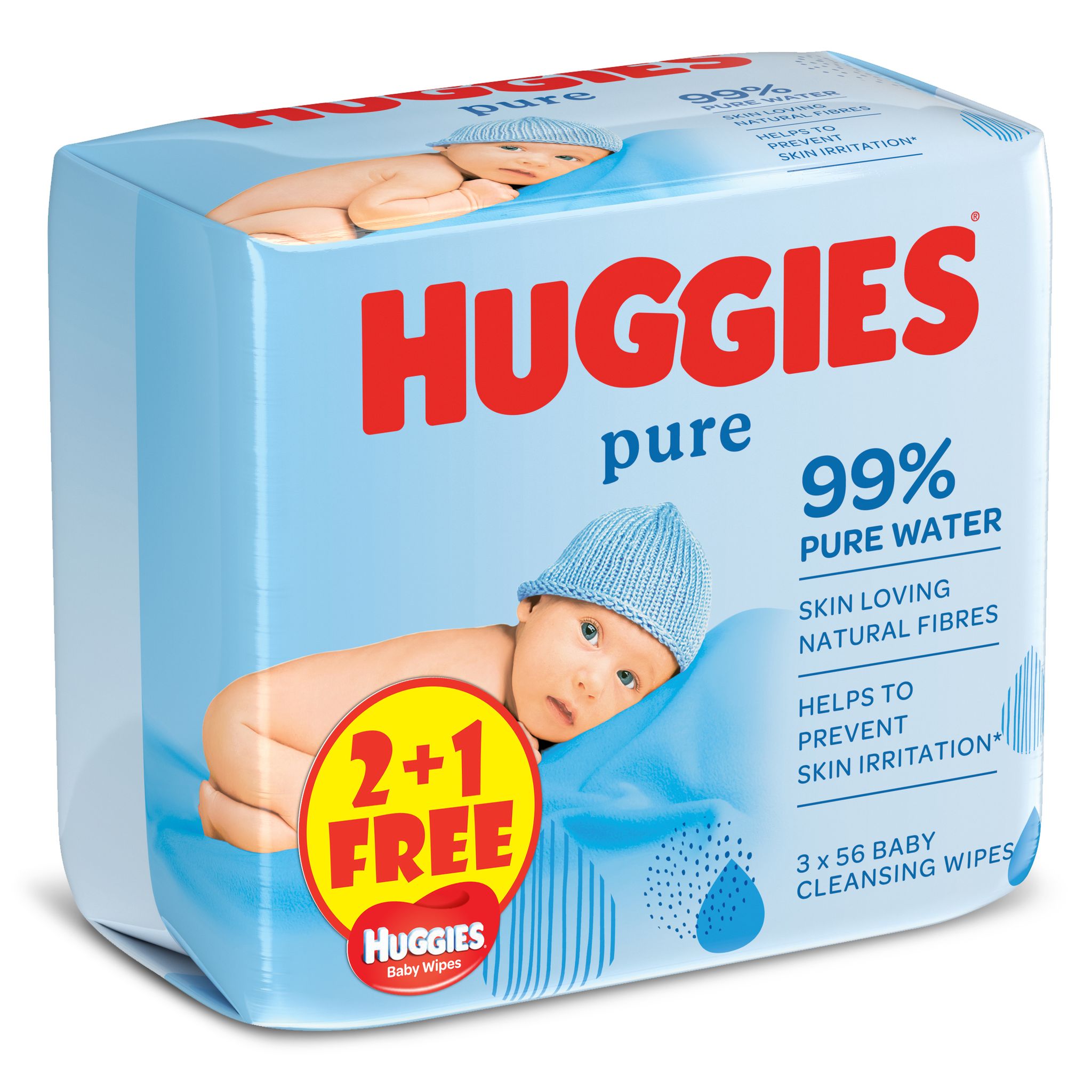 HUGGIES Baby Wipes Pure 2+1 Free
