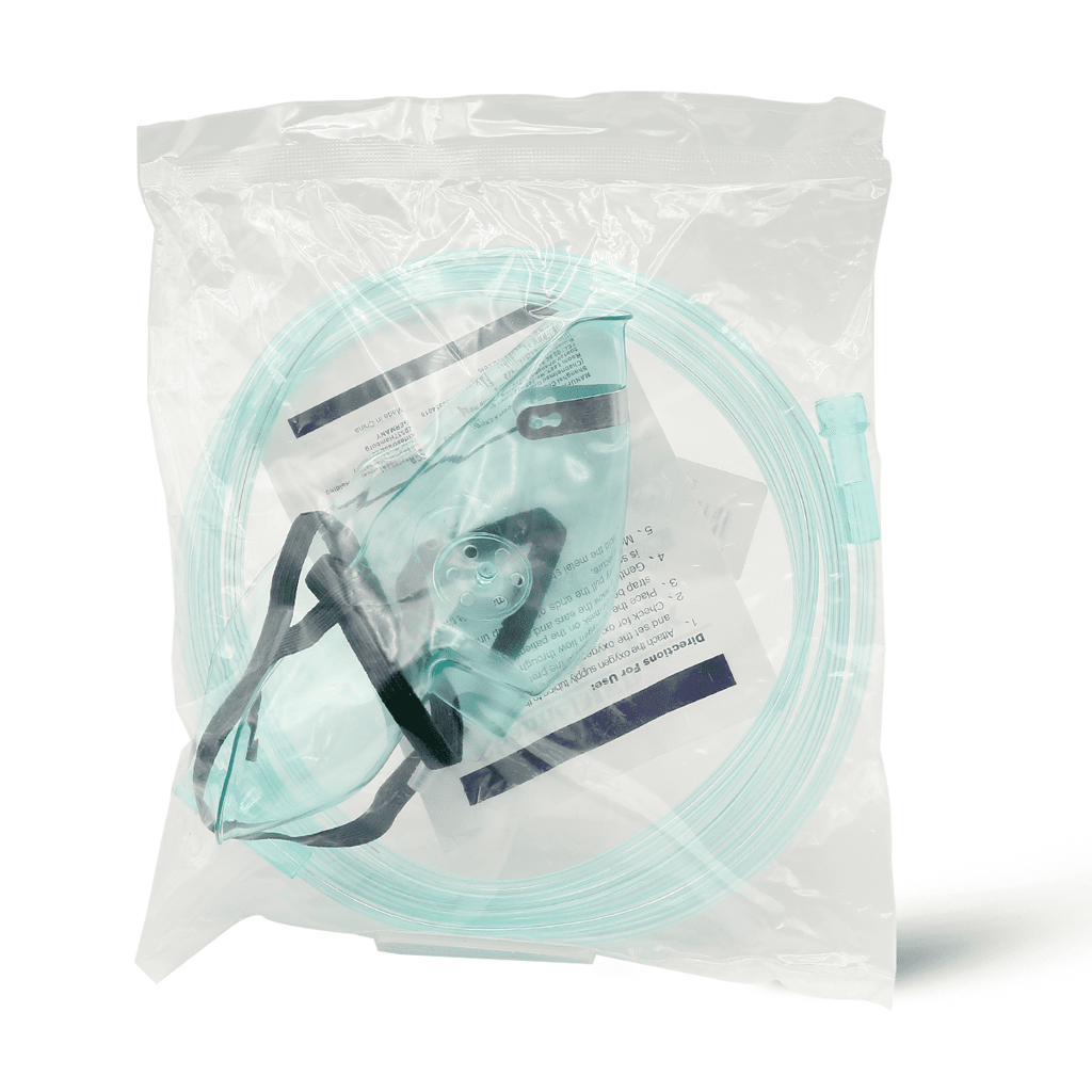 Oxygen Mask With Tubing For Adults - 1 Pc