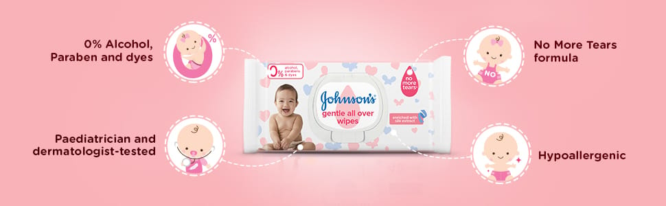 Johnson's Baby Wipes - Gentle All Over (2+1) 216pcs