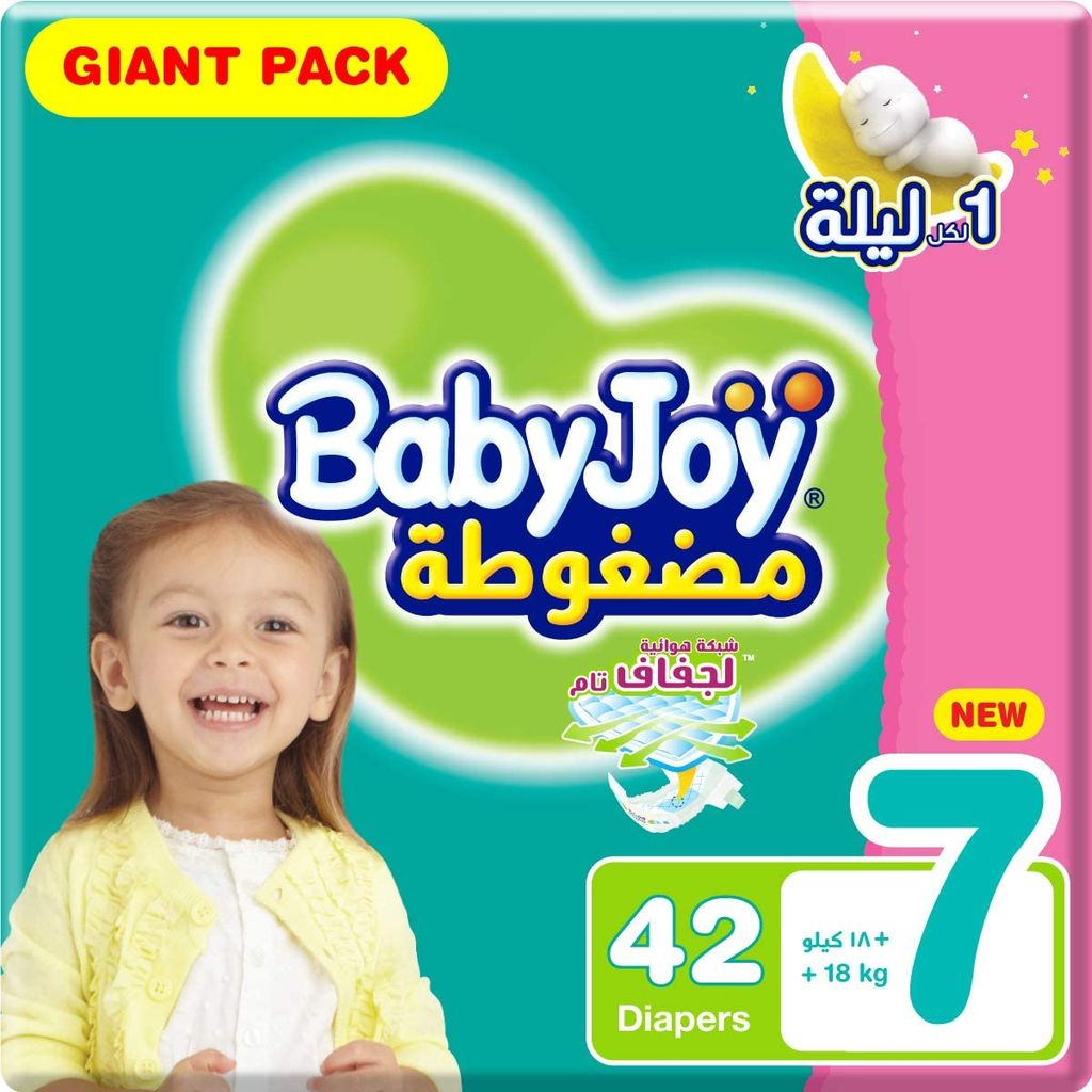 Babyjoy Compressed Diapers, Size 7 42Pc