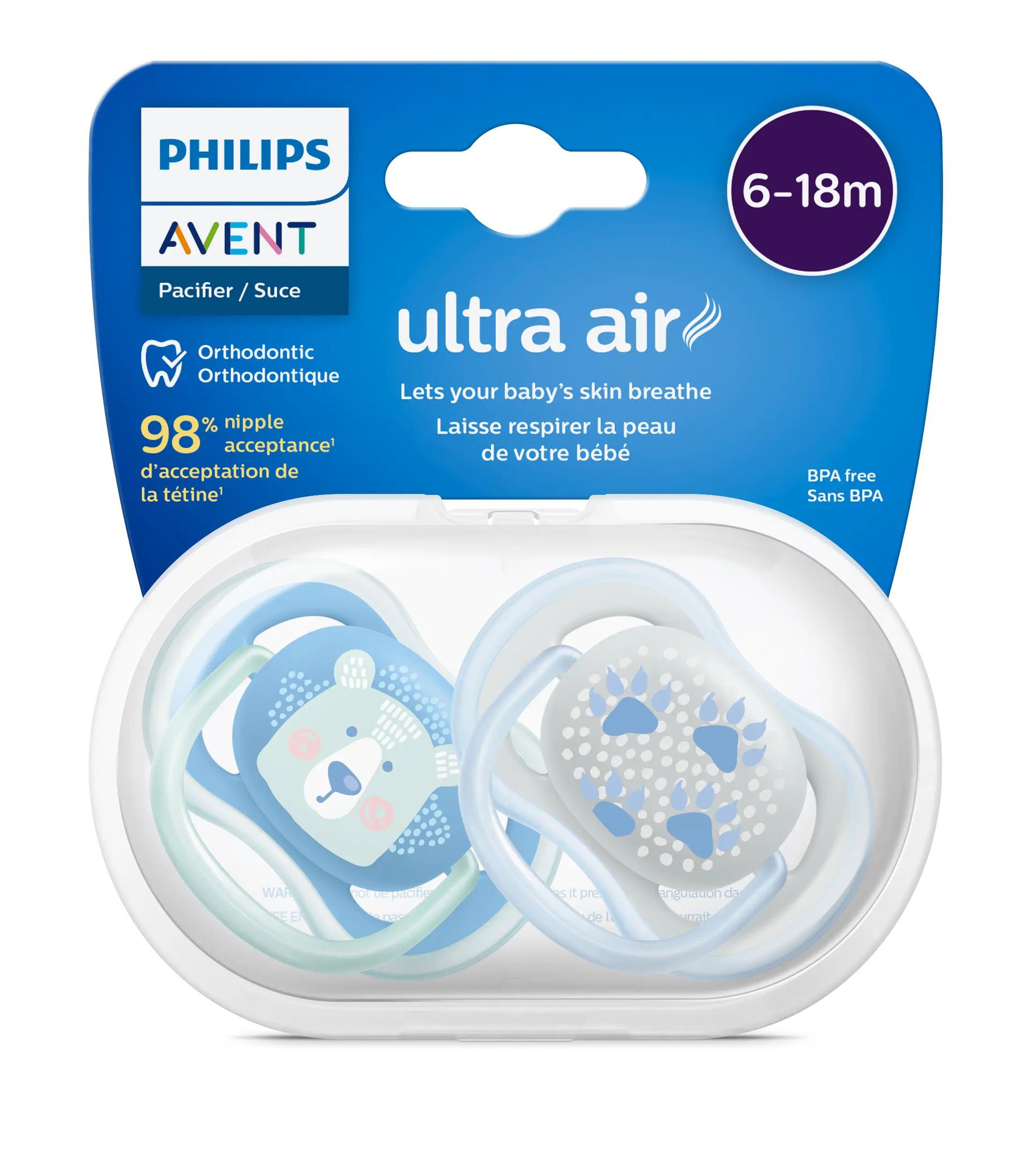 Avent Ultra Air Free flow Soother, Deco Version 6-18m