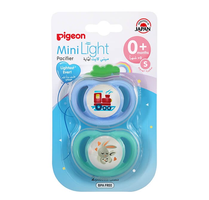 Pigeon Minilight Pacifier Double (S) Boy Train & Rabbit