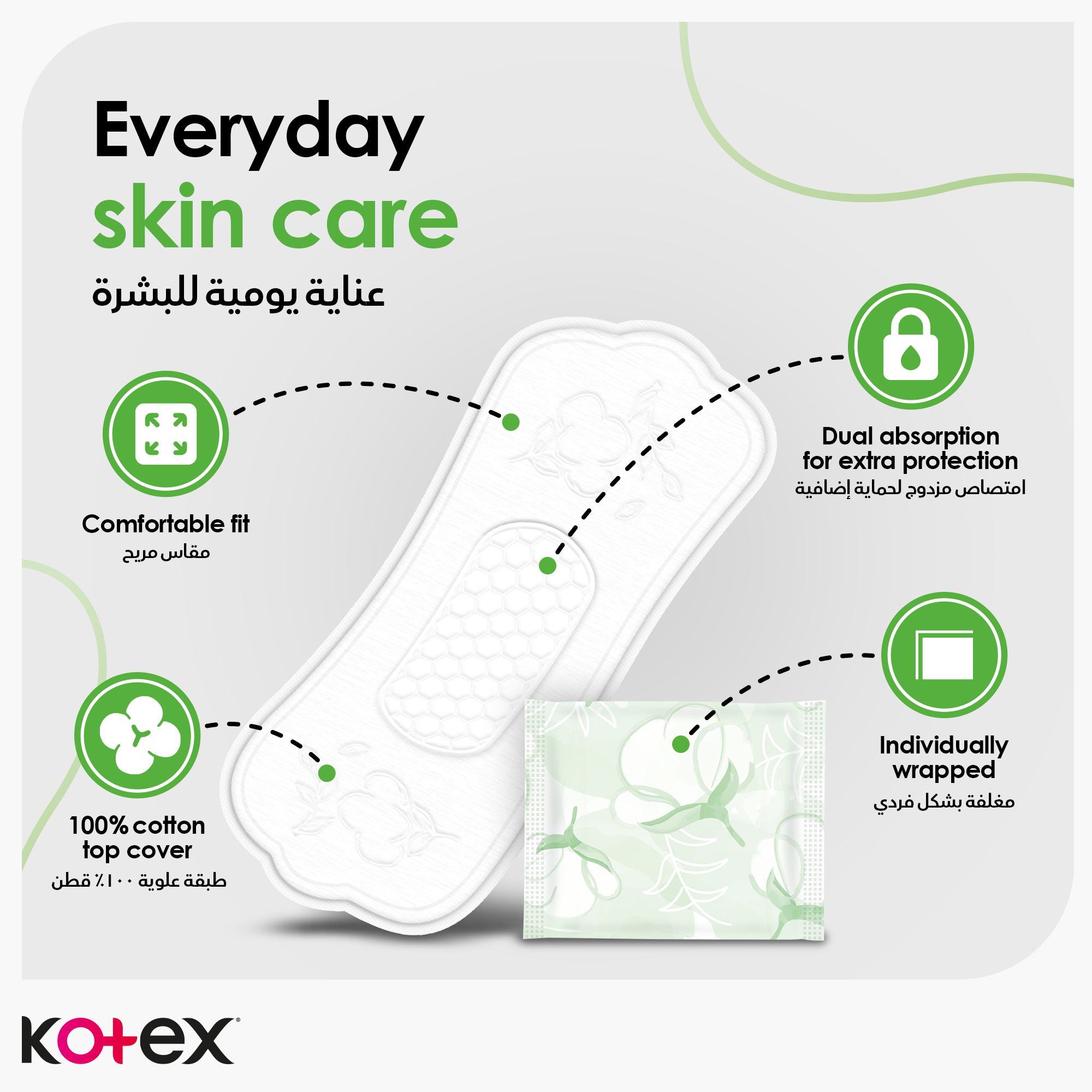 Kotex Natural Panty Liners, 100% Cotton, Normal Size, 30 Daily Panty Liners