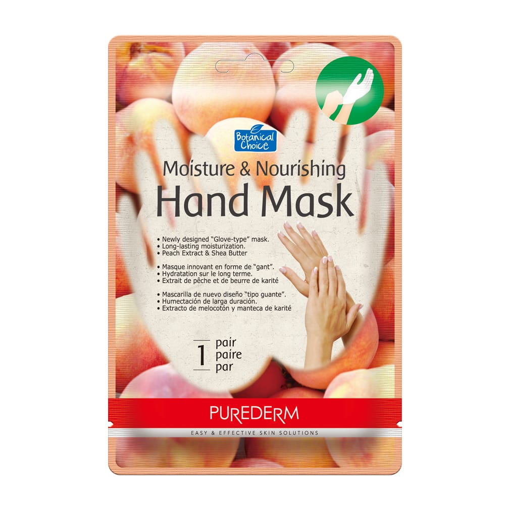 Purederm moisture & nourishing hand mask peach