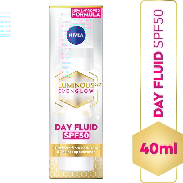 نيفيا لومينوس 630 إيفن جلو، سائل يومي للوجه بعامل حماية SPF 50، حماية من البقع الداكنة، 40 مل