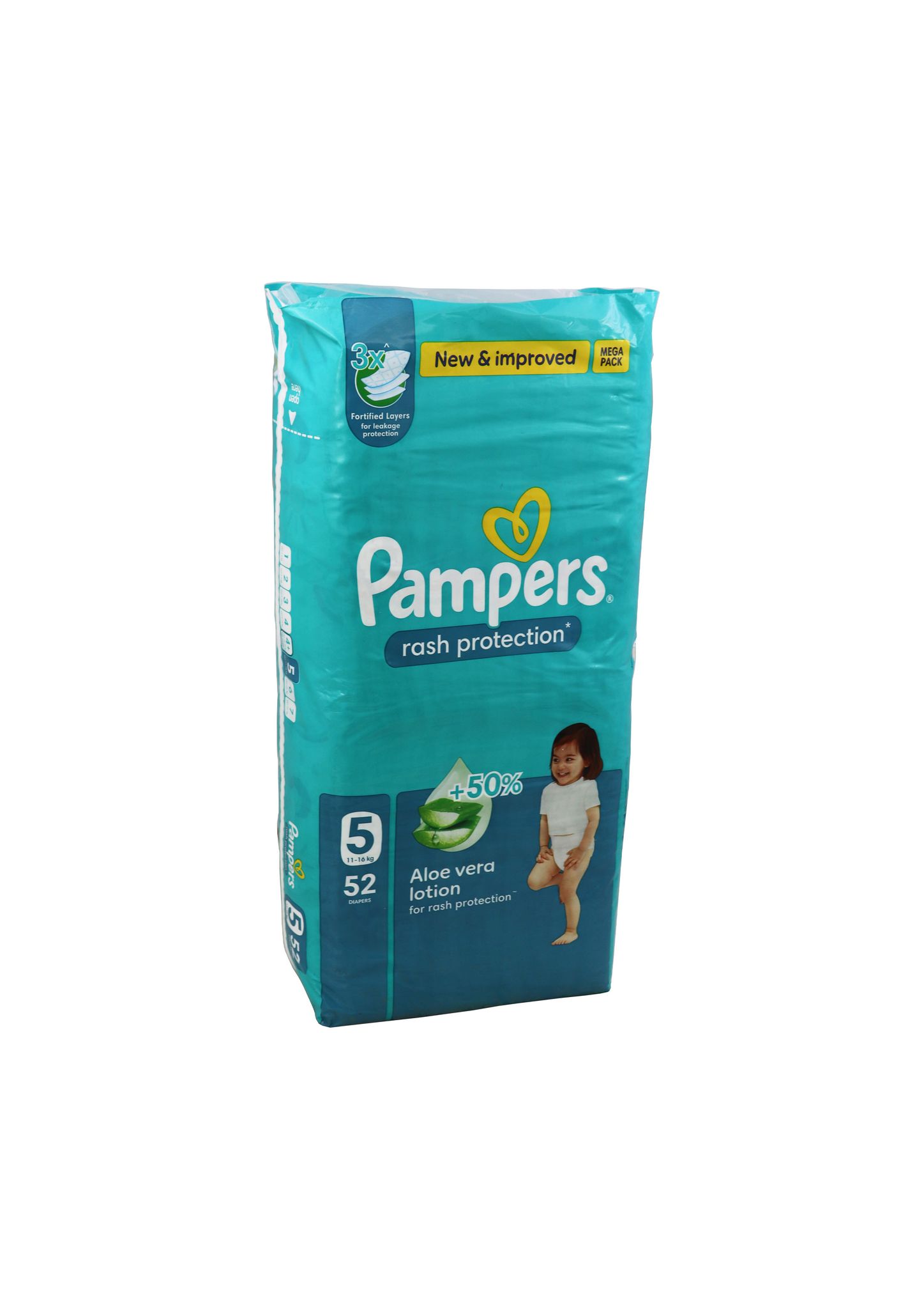 Pampers Rash Protection Taped Diapers, Size 5 (11-16Kg) 52Pc