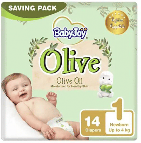 Babyjoy Healthy Skin Diapers With Olive Oil, Size 1, 14 Diapers