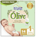 Babyjoy Healthy Skin Diapers With Olive Oil, Size 1, 14 Diapers