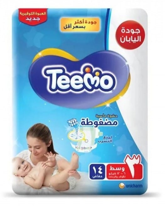 Teemo Baby Diapers, Size 3 14Pc