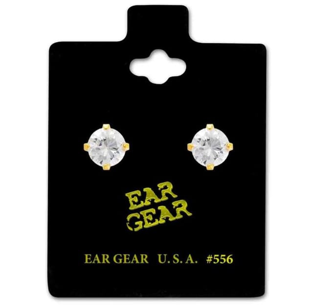 Ear Gear Gold 556 Cubic Zirconia 6mm