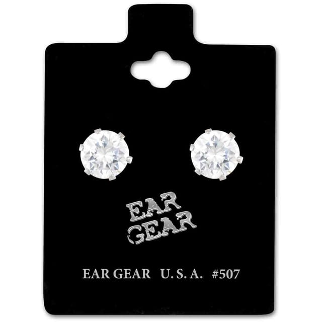 Ear Gear Silver 507 Cubic Zirconia 7mm