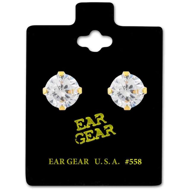 Ear Gear Gold 558 Cubic Zirconia 8mm