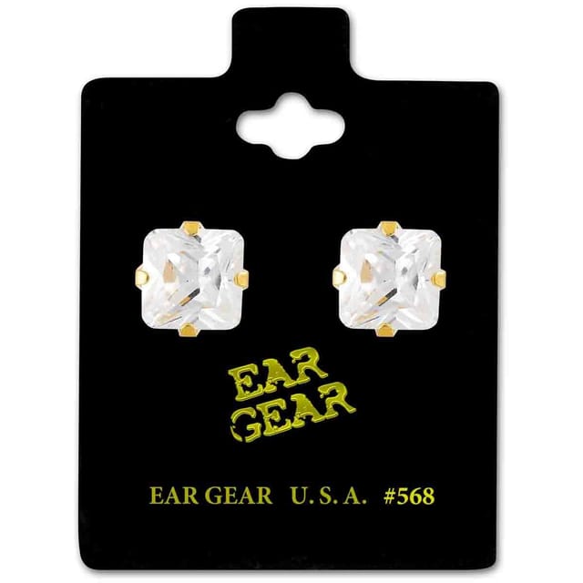 Ear Gear Gold 568 Cubic Zirconia 8*8mm