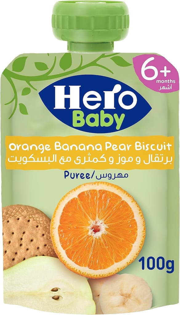 Hero Baby Pouch, Orange Banana Pear Biscuit, 100g