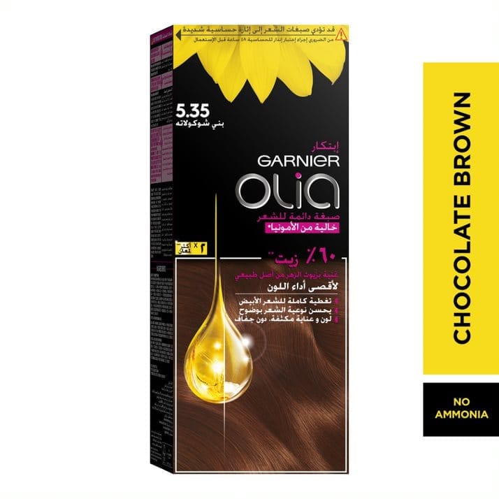 Olia, 5.35 Chocolate Brown, No Ammonia Permanent Haircolor, with 60% Oils