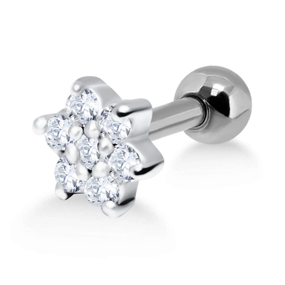 Ear Piercing - EH05 Helix Silver Beautiful FlowerSize 1.2x6x3mm