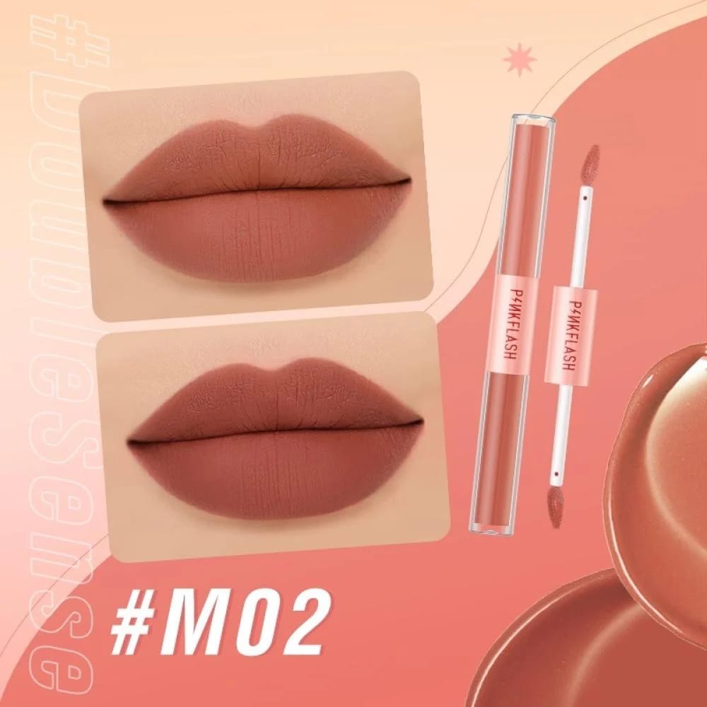 بينك فلاش ملمع شفاه مزدوج لامع طويل الثبات M02