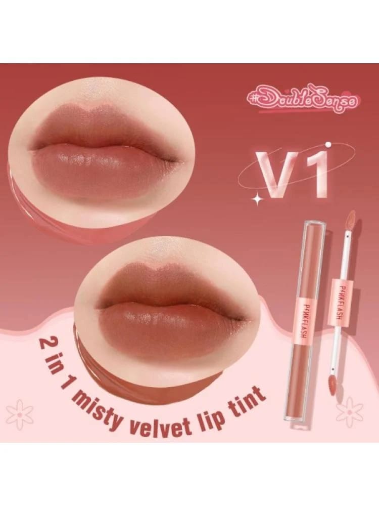 بينك فلاش ملمع شفاه مزدوج لامع طويل الثبات V01