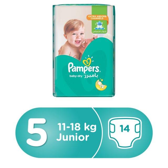 Pampers Baby-Dry Diapers, Size 5 (11-16Kg) 14Pc